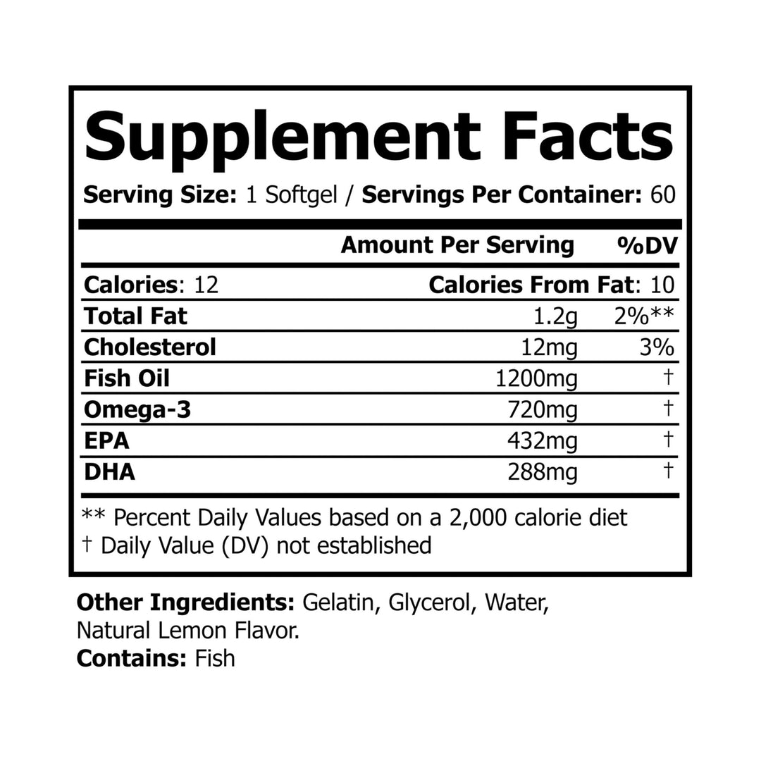 Omega 3 Fish Oil Supplement (60 Soft Gels)