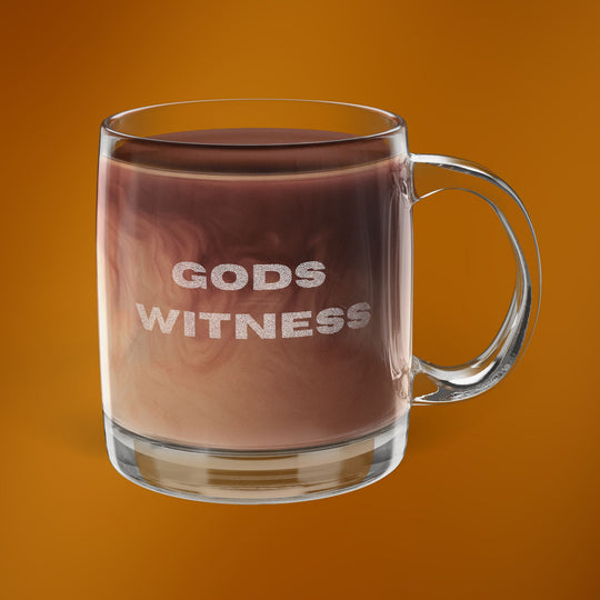 Gods Witness Engraved Glass Coffee Mug