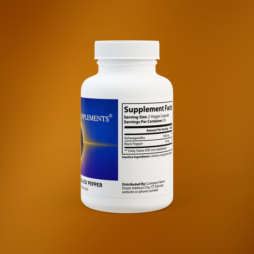 Ashwagandha and Black Pepper Supplement (60 capsules)