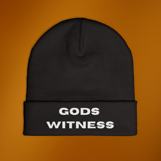 Gods Witness Embroidered Knit Beanie