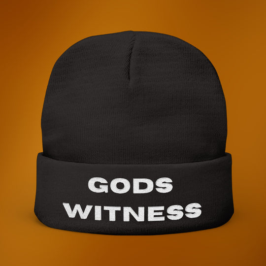 Gods Witness Embroidered Knit Beanie