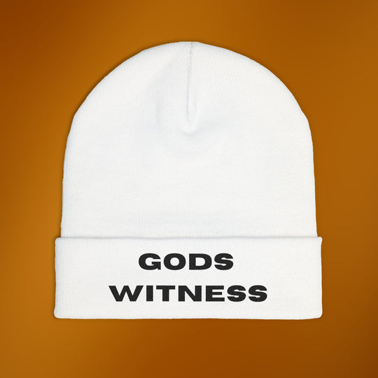 Gods Witness Embroidered Knit Beanie
