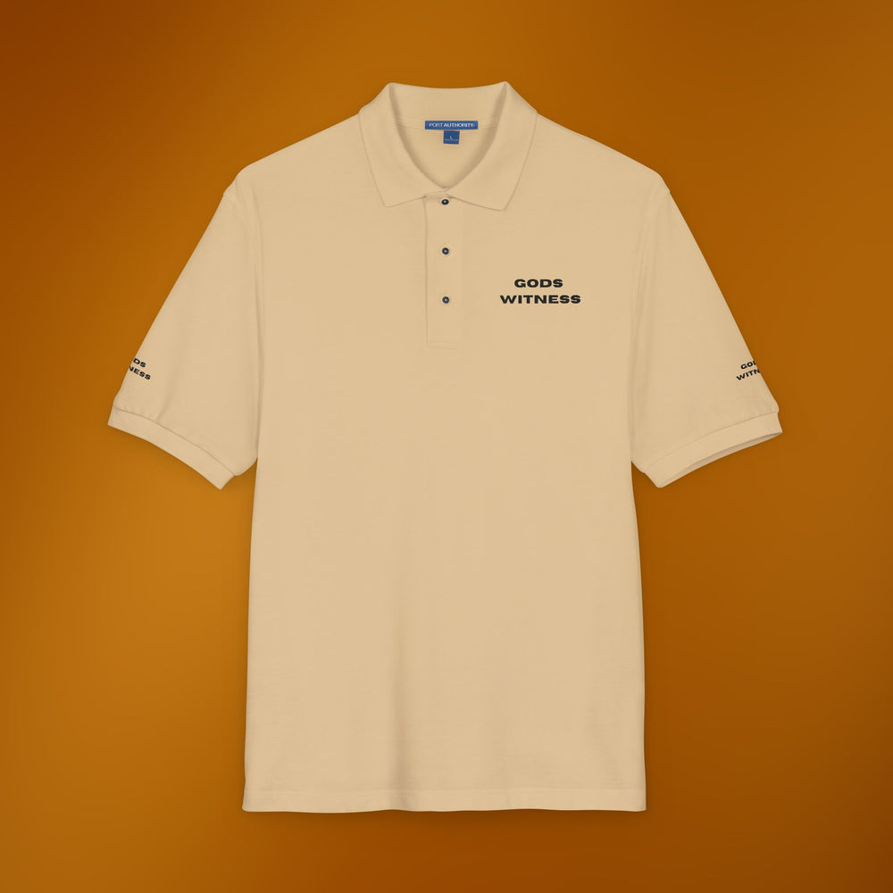Gods Witness Unisex Golf Shirt | Khaki Polo Shirt | Golfing Essentials | The Sacred Energy Shop | Christian Apparel