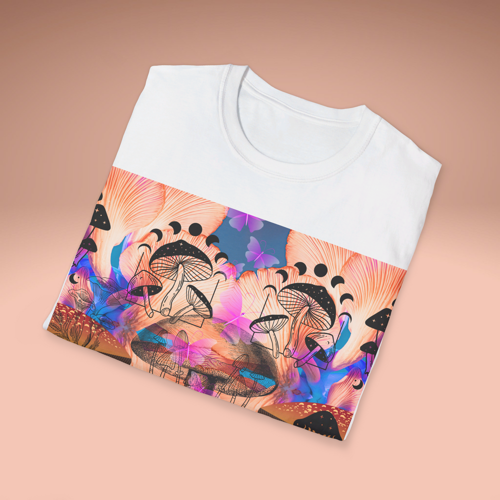 Sacred Mushrooms Unisex Softstyle T-Shirt | Magic Mushrooms Tee | White