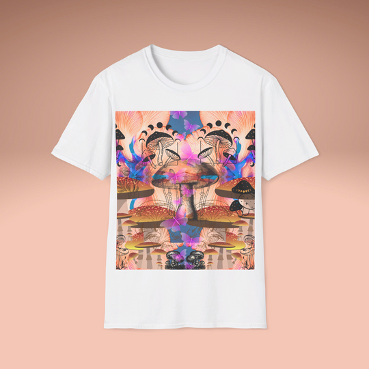 Sacred Mushrooms Unisex Softstyle T-Shirt | Magic Mushrooms Tee | White